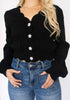 Black Scalloped Pearl Button Cardigan