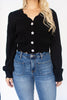 Black Scalloped Pearl Button Cardigan