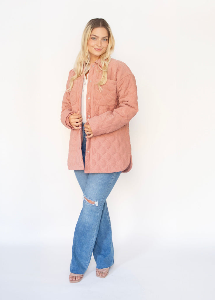 Rose Quilted Floral Motif Jacket