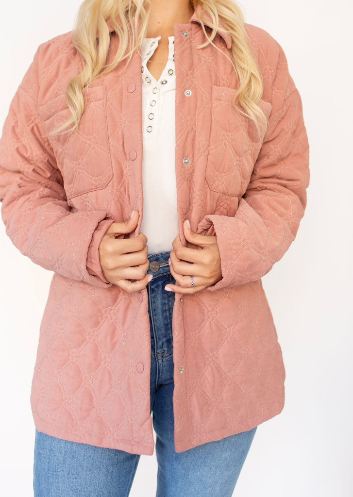 Rose Quilted Floral Motif Jacket