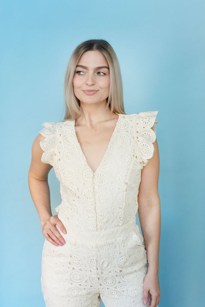 Ivory Lace Ruffle Jumpsuit