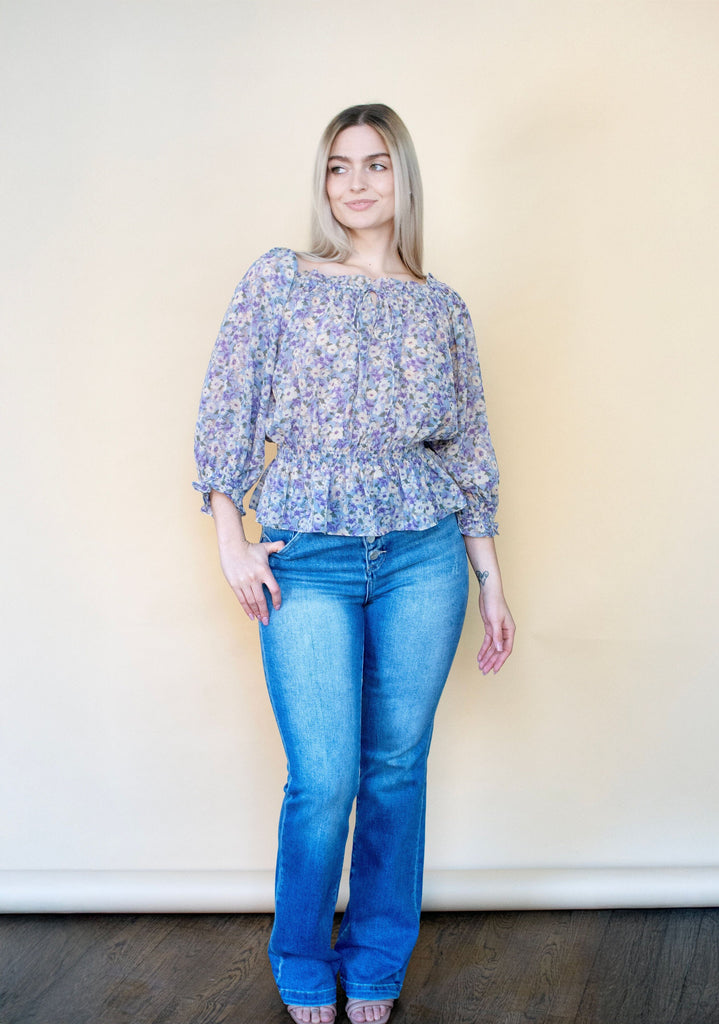 Floral Ruffle Chiffon Top