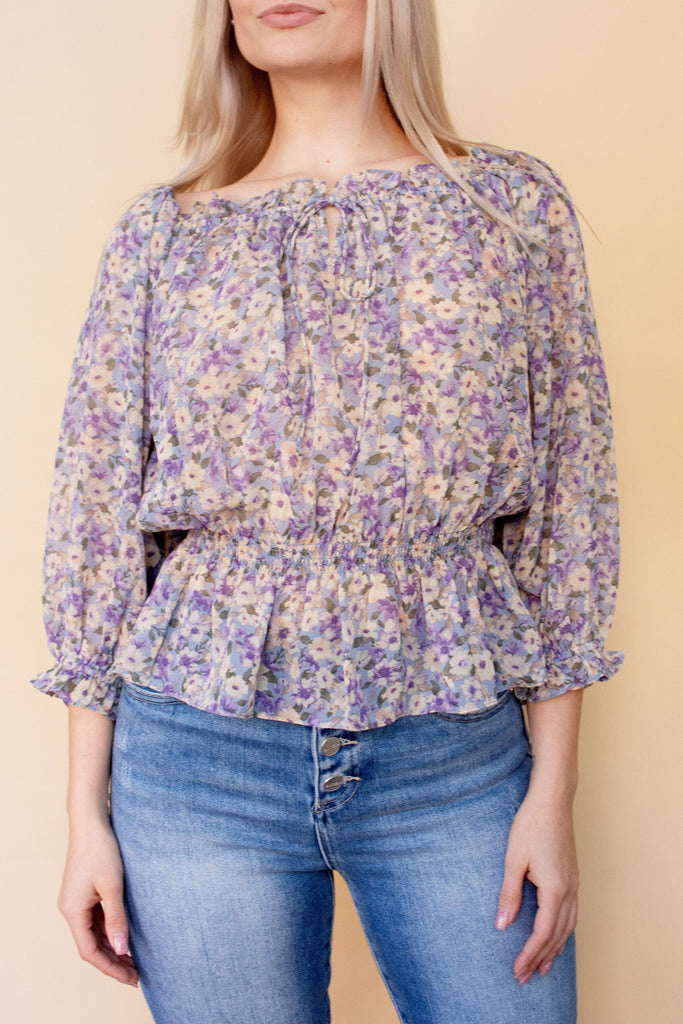 Floral Ruffle Chiffon Top