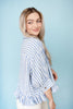 Ruffled Stripe Button Down Shirt