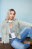 Olive Boxy Twill Cropped Jacket