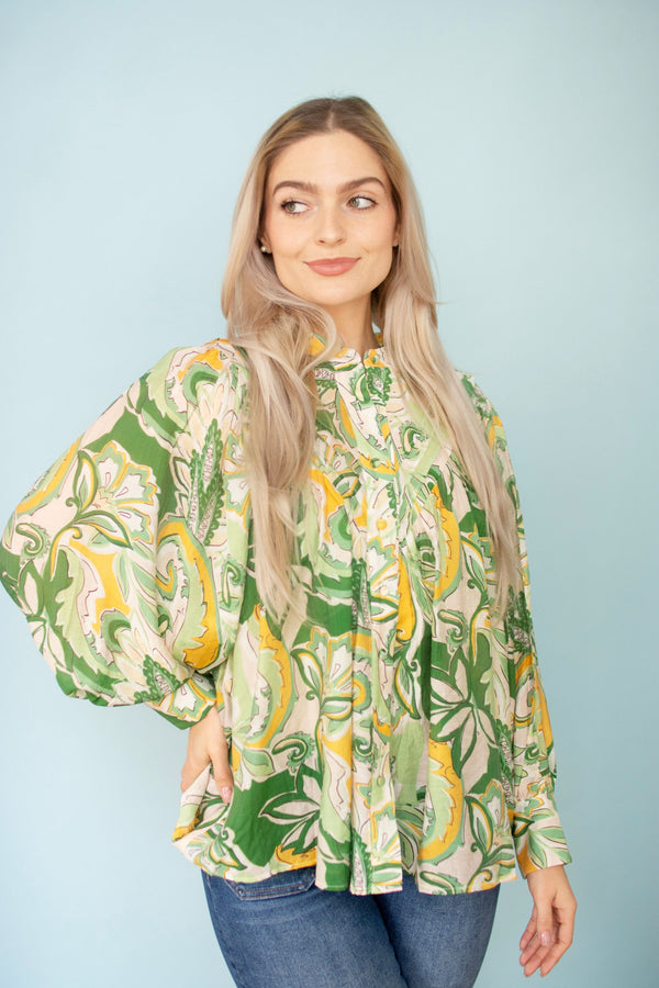 Lemongrass Mandarin Collar Shirt