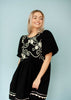 Black Puff Sleeve Embroidered Dress