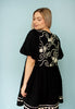 Black Puff Sleeve Embroidered Dress