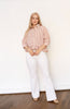 Wine Stripe Ruffle Hem Top