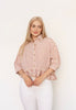 Wine Stripe Ruffle Hem Top