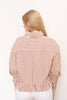 Wine Stripe Ruffle Hem Top