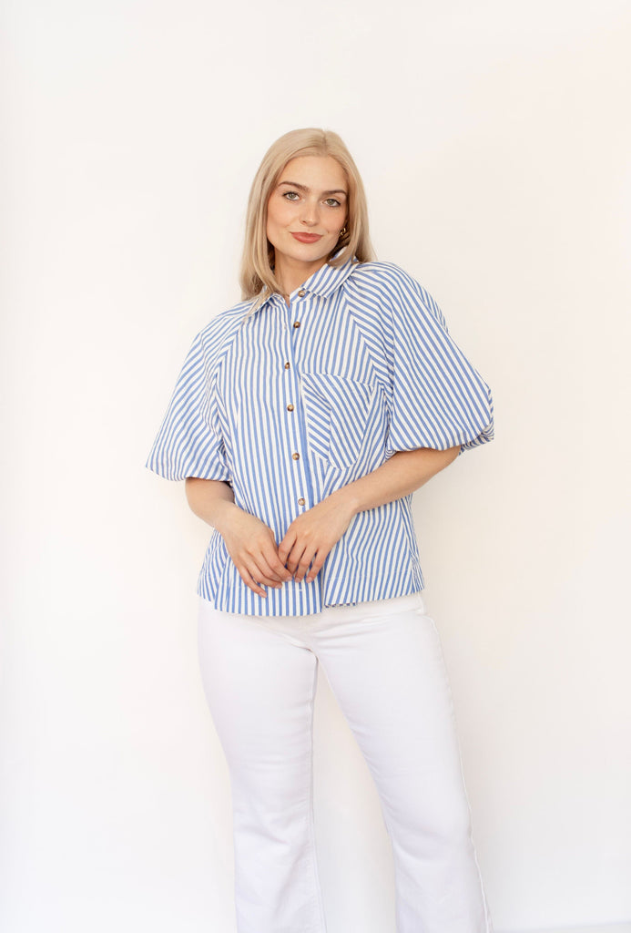 Stripe Bubble Sleeve Top