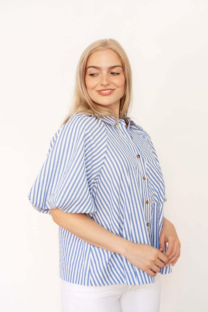 Stripe Bubble Sleeve Top