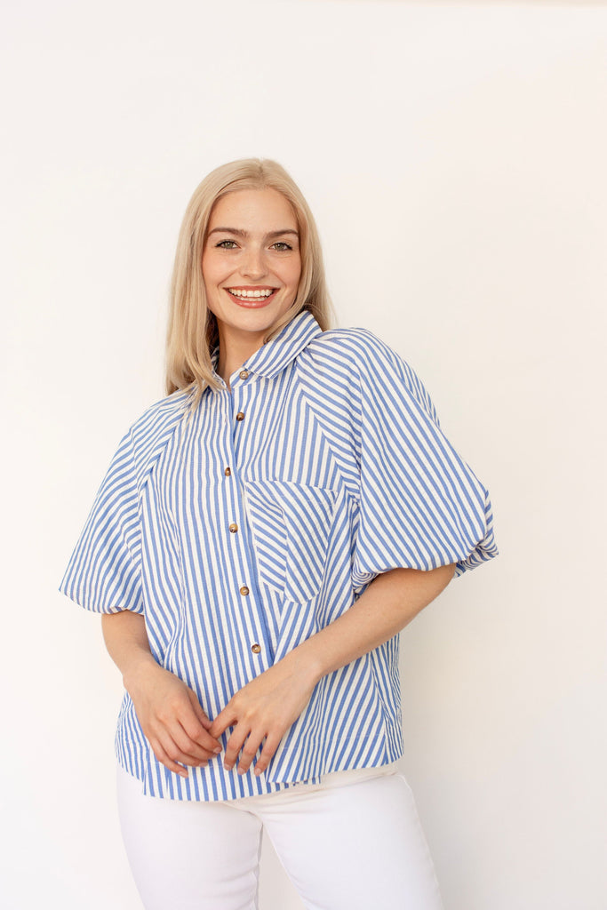 Stripe Bubble Sleeve Top