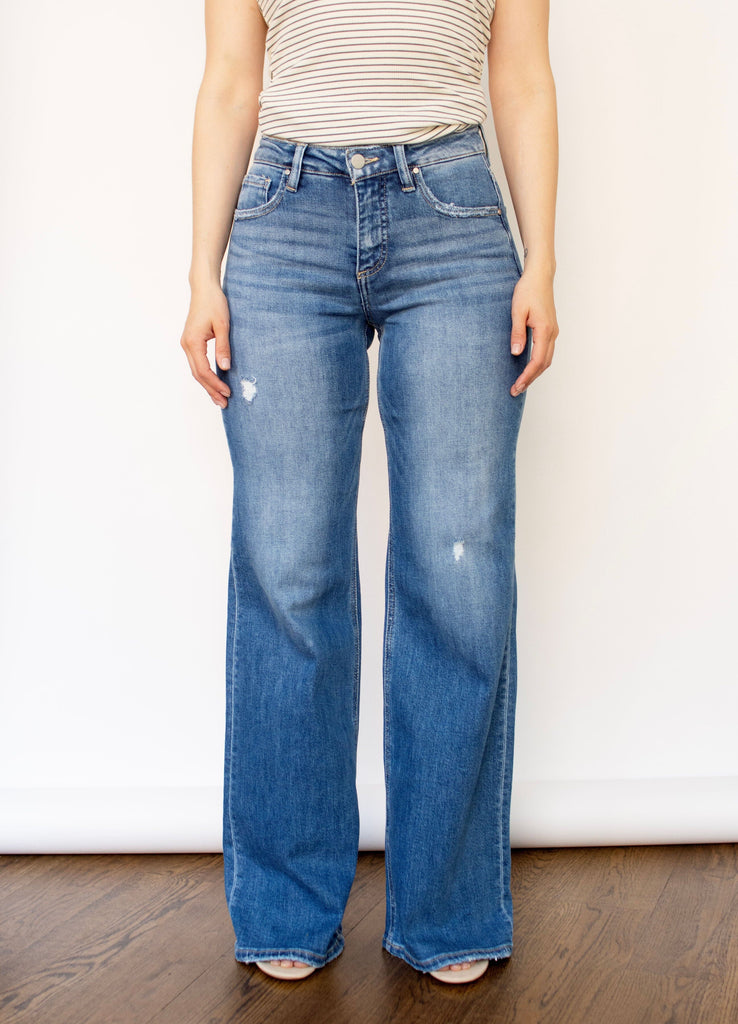 RISEN Tummy Control High Rise Wide Jeans
