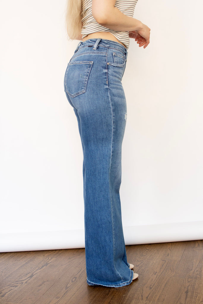 RISEN Tummy Control High Rise Wide Jeans