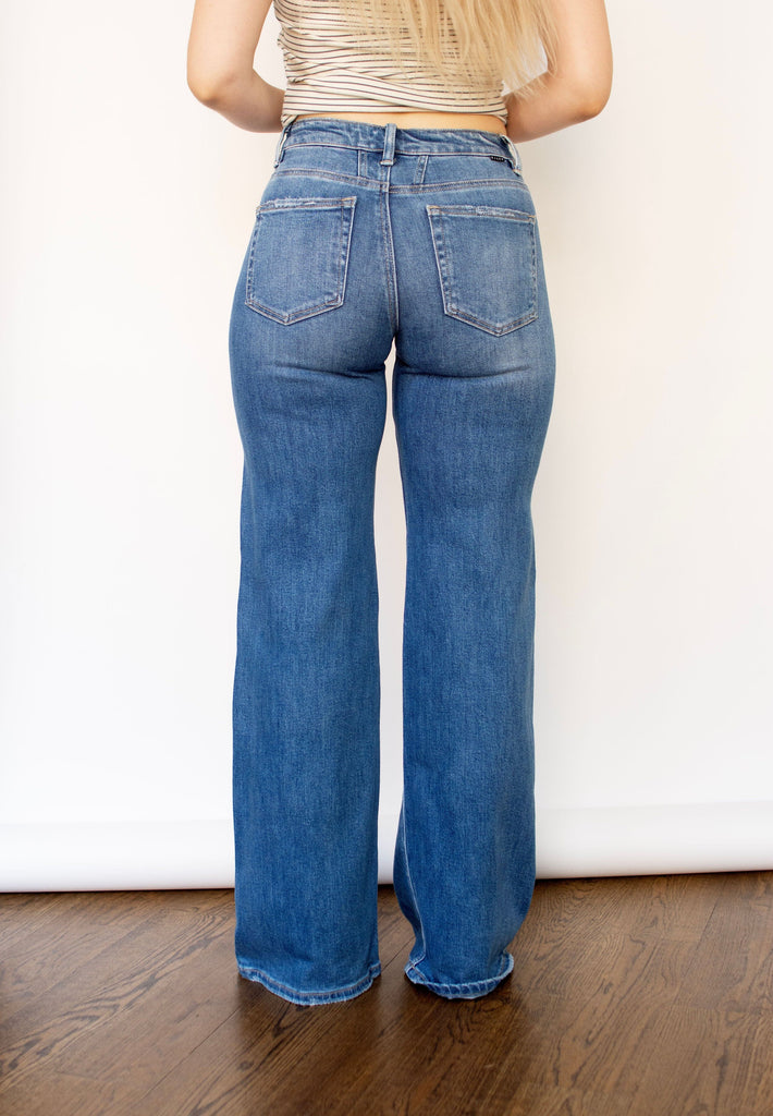 RISEN Tummy Control High Rise Wide Jeans