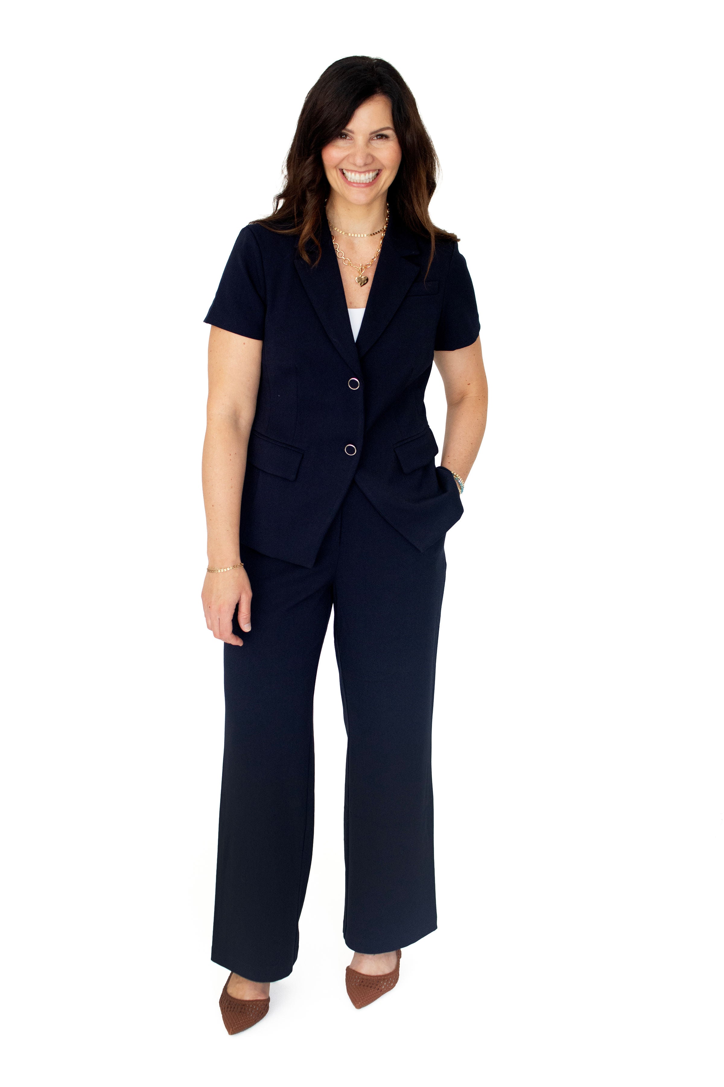 Modern Navy Tailored Short Sleeve Blazer