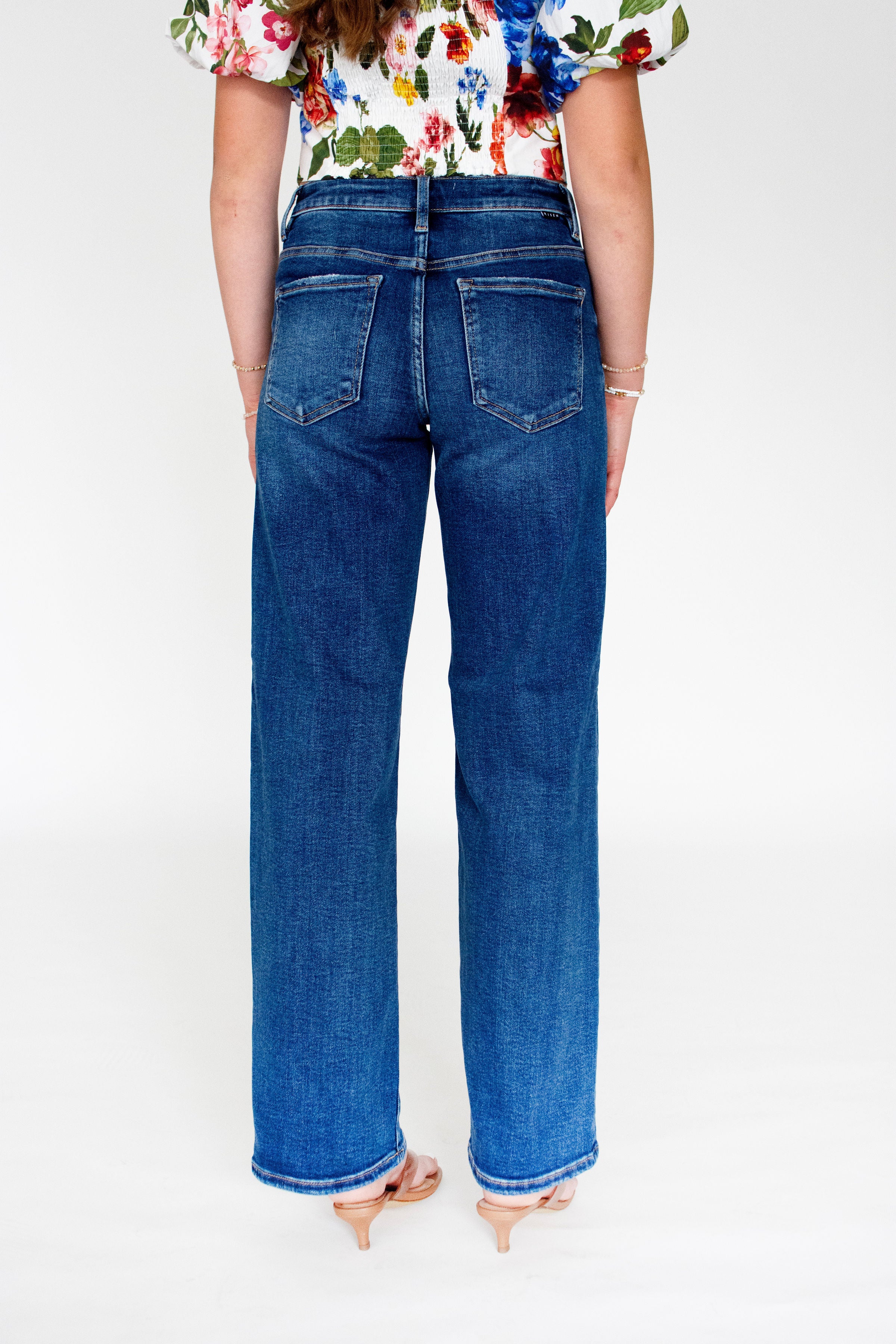 RISEN Dark Wash 	Slouchy Wide Leg Jeans
