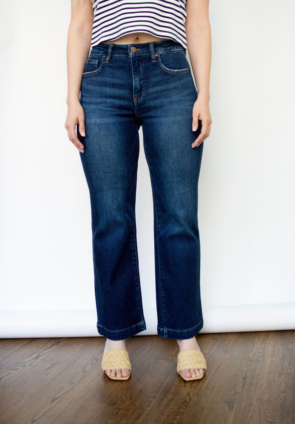 RISEN Tummy Control High Rise Crop Wide Jeans