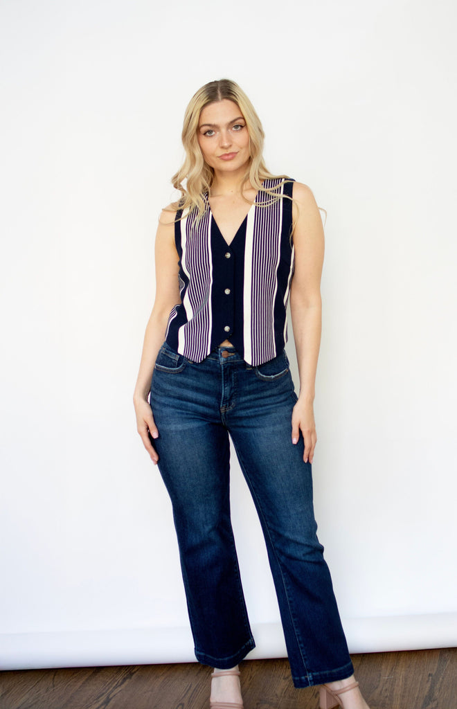 Variegated Stripe Knit Vest Top