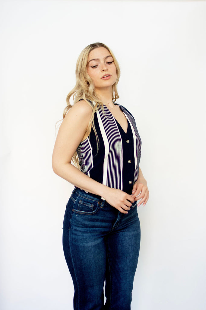 Variegated Stripe Knit Vest Top