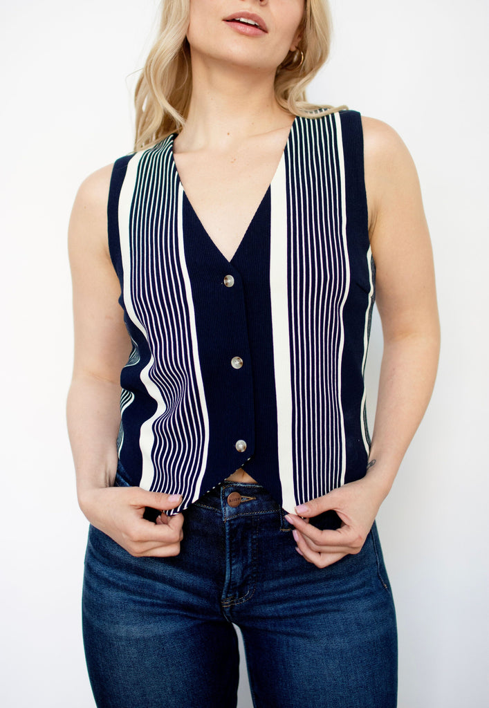 Variegated Stripe Knit Vest Top