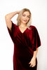 Wine Velvet Kimono Sleeve Midi Dress