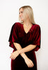 Wine Velvet Kimono Sleeve Midi Dress