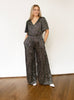 Green Print Wide Leg Jumpsuit