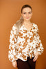 Brown Floral Crinkle Blouse Shirt