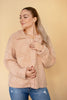 Peachy Taupe Fuzzy Collared Button Down Sweater