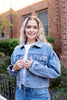 Medium Wash Puff Sleeve Denim Jacket