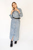 Denim Lapel Collar Maxi Dress