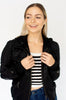 Black Classic Vegan Leather Hooded Jacket