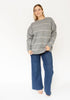 Grey Striped Drop Shoulder Sweater