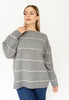 Grey Striped Drop Shoulder Sweater