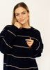 Navy Striped Drop Shoulder Sweater