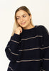 Navy Striped Drop Shoulder Sweater