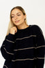 Navy Striped Drop Shoulder Sweater