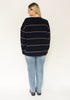 Navy Striped Drop Shoulder Sweater