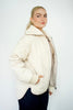 Ecru Quilted Rib Collar Coat