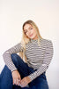 Striped Knit Mock-Neck Top