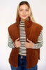 Rust Corduroy Quilted Puffer Vest