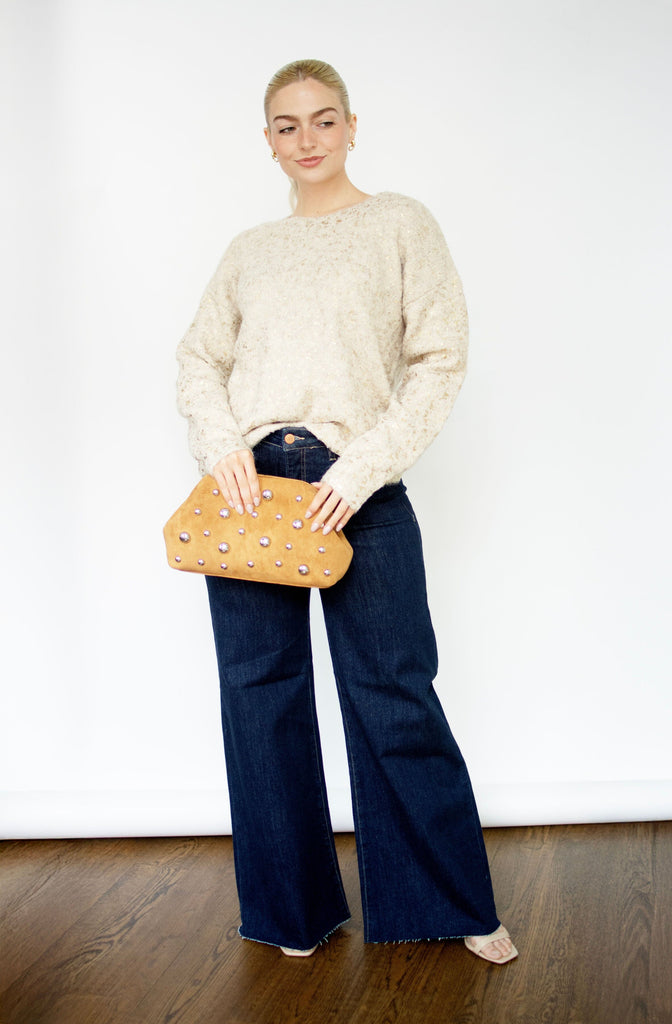 Speckled Foil Crew Neck Sweater