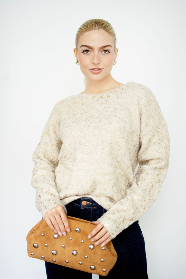 Speckled Foil Crew Neck Sweater
