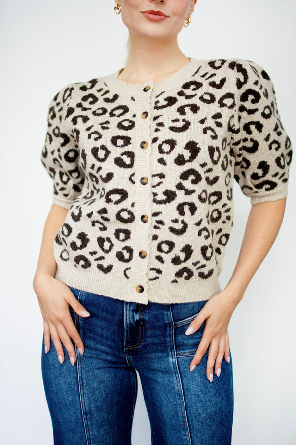 Leopard Short Sleeve Sweater