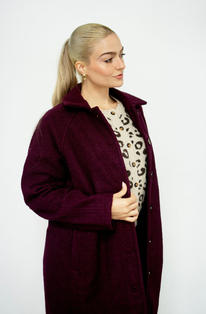 Plum Teddy Textured Coat