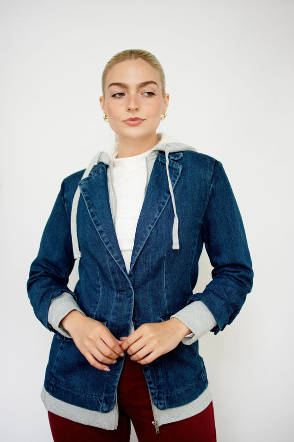 RISEN Dark Wash Hoodie Blazer