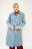 Medium Wash Denim Belted Trench Coat